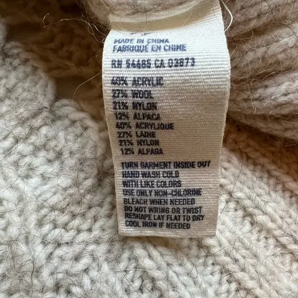 American Eagle Alpaca Wool Blend Sweater Women's Large Cozy Cable Knit Pullover - Picture 5 of 11